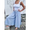 DÁMSKÁ mušelínová kalhotová sukně POWDER BLUE (VELIKOST 34, DÉLKA MIDI- pod kolena)