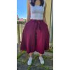 DÁMSKÁ mušelínová kalhotová sukně WINE (VELIKOST 34, DÉLKA MIDI- pod kolena)