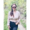 Lehoučký DÁMSKÝ Viskózový CROP TOP ESPAÑA Beige (Velikost Dámské S)