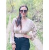 Lehoučký DÁMSKÝ Viskózový CROP TOP ESPAÑA Beige (Velikost Dámské S)