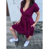 Mušelínové zavinovací šaty s kapsami WINE (VELIKOST 34)