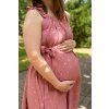Letní mušelínové kojící a těhotenské šaty růžové se srdíčky společenské těhotenské šaty na svatbu
