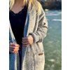 DÁMSKÝ OVERSIZE kabát MELANGE GREY Long (Velikost UNI)