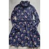 Zimní bambusové kojicí šaty se skrytými zipy – tmavě modré s kvítky (Velikost 2XL/3XL)