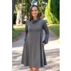 Teplé kojící a těhotenské šaty zimní šaty na kojení se skrytými zipy šedé