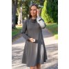 Teplé kojící a těhotenské šaty zimní šaty na kojení se skrytými zipy šedé