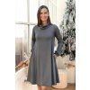 Teplé kojící a těhotenské šaty zimní šaty na kojení se skrytými zipy šedé