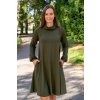 Kojící šaty khaki zimní těhotenské teplé šaty na zimu bambus