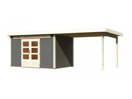 124004 dreveny domek karibu kandern 7 pristavek 320 cm 9247 terragrau lg3624