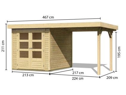 66935 5 dreveny domek karibu askola 2 pristavek 240 cm 73245 natur