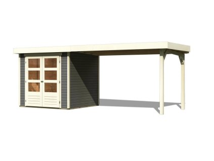 66989 5 dreveny domek karibu askola 2 pristavek 280 cm 82907 tm sedy lg1767