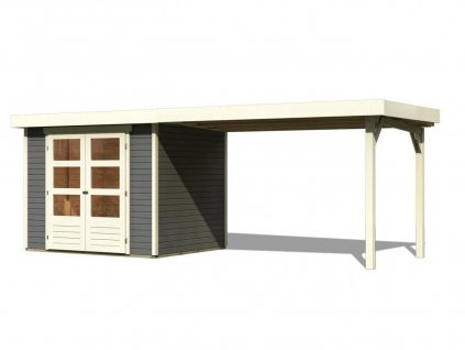 66998 5 dreveny domek karibu askola 3 pristavek 280 cm 82924 tm sedy lg1769