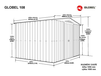 75458 domek globel 108 stribrny se stresnim oknem