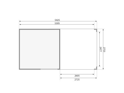 96522 dreveny domek karibu qubic 2 pristavek 266 cm 88528 natur lg2480