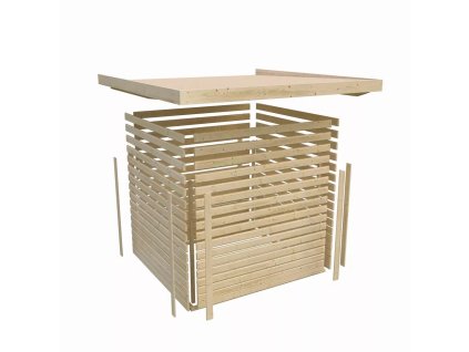 96522 dreveny domek karibu qubic 2 pristavek 266 cm 88528 natur