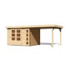 119981 dreveny domek karibu kerko 5 pristavek 280 cm 9199 natur lg2989
