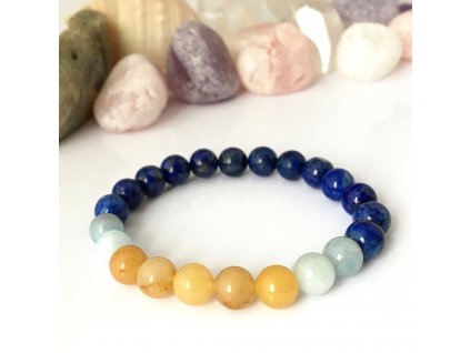 Náramek z minerálů Odvaha, láska a radost - lapis lazuli, akvamarín, topaz