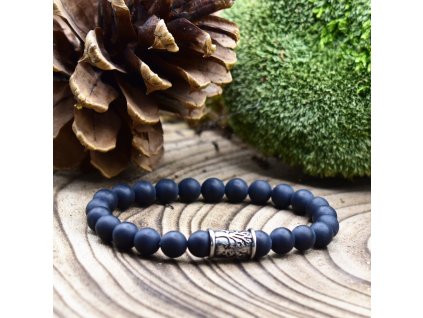 Náramek z minerálů DŮVĚŘUJ SVÉ CESTĚ - onyx, strom života, chirurgická ocel, unisex