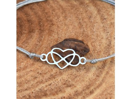 Shamballa náramek VĚČNÁ LÁSKA - chirurgická ocel, nylon
