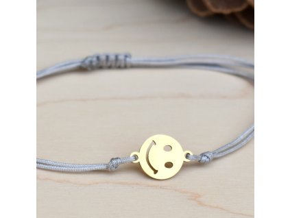 Shamballa náramek USMÍVEJ SE - chirurgická ocel gold, nylon