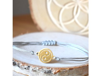Shamballa náramek JIN A JANG gold - chirurgická ocel, nylon