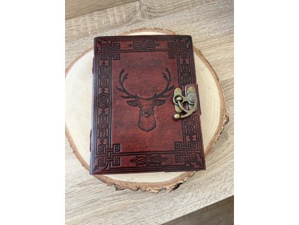 Boho kožený zápisník s jelenem A5