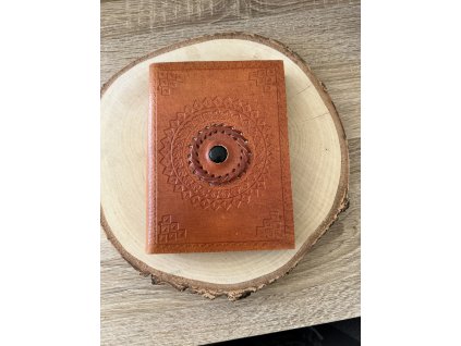 Boho kožený zápisník s onyxem A5