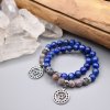 Náramek z minerálů INSPIRACE A KREATIVITA 5. čakra - Višuddhi - lapis lazuli, botswanský achát, chirurgická ocel
