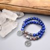Náramek z minerálů INSPIRACE A KREATIVITA 5. čakra - Višuddhi - lapis lazuli, botswanský achát, chirurgická ocel