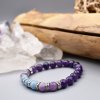 Náramek z minerálů MOUDROST A INTUICE 6. čakra - Ádžňá - ametyst, mauvský nefrit, modrý křemen, chirurgická ocel