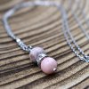 Řetízek s přívěškem z minerálů KOZOROH - růžový opál, růžový zebrovaný jaspis, chirurgické ocel