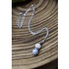 Řetízek s přívěškem z minerálů BLÍŽENCI - chalcedon, bílý nefrit, chirurgické ocel