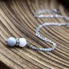 Řetízek s přívěškem z minerálů BLÍŽENCI - chalcedon, bílý nefrit, chirurgické ocel