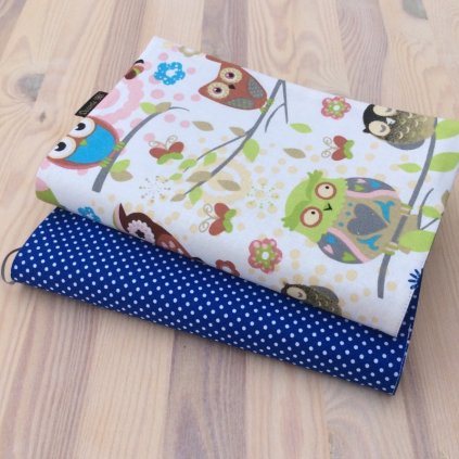 Obal na knihu Sovy na zelené/modrý puntík, OBS1122