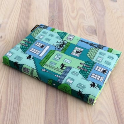 1029, Obal na knihu, dětský motiv, Domečky tyrkysové , Decente (2)