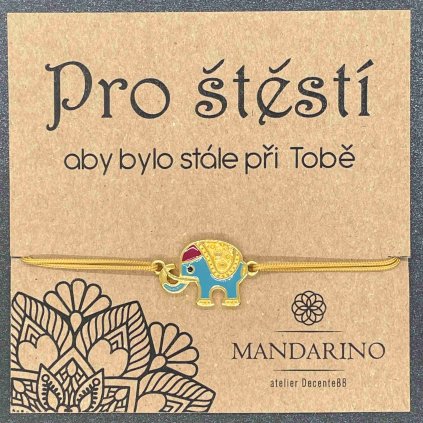 Dárková kartička - Slon pro štěstí (pozlacený)