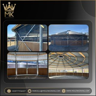 "Minulý měsíc jsme měli tu čest instalovat tuto úchvatnou, plně vybavenou uzavřenou lonžovací arénu na De Dijckhoeve 🐴...