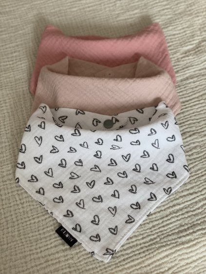 Sada mušelínových slintáčků Srdíčka růžová