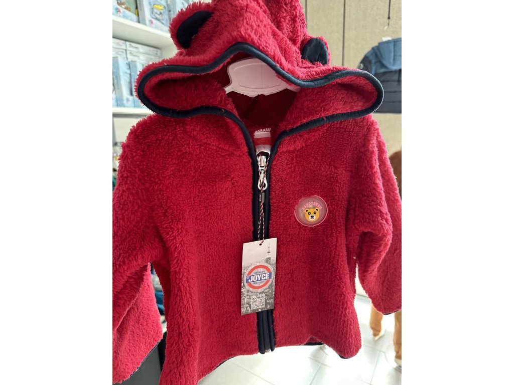 Dívčí mikina na zip s kapucí "BEAR JACKET" Barva: Červená, Velikost: vel. 2 (86/92 cm)