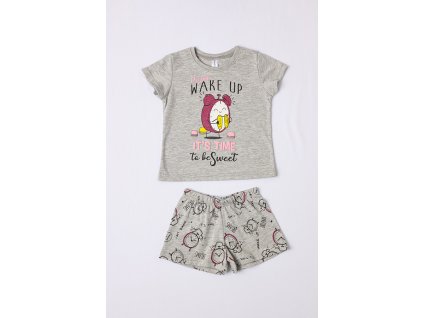 Dívčí bavlněné pyžamo "WAKE UP"/šedá