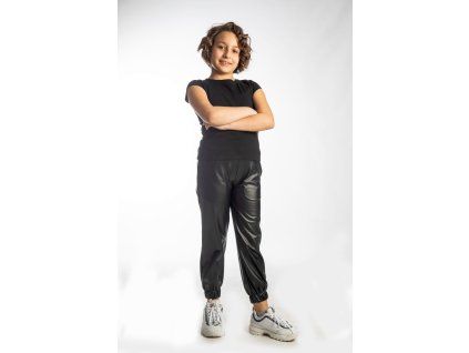 Dívčí kalhoty "LEATHER PANTS"/Černá