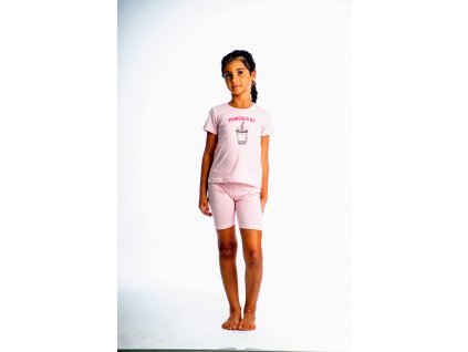 Dívčí bavlněné pyžamo "POWERED BY"/Růžová, melírová