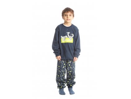 Chlapecké bavlněné pyžamo "PAPER PLANET"/Modrá