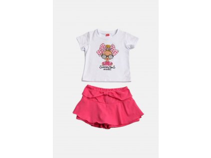 Dívčí souprava  "GIRL WITH BOW"/Bílá, růžová