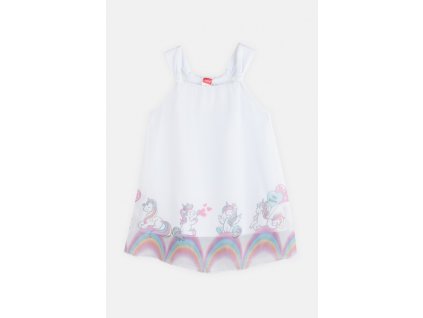 Dívčí letní šaty na ramínka "RAINBOW UNICORN"/Bílá