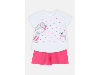 Dívčí bavlněné pyžamo "POLKA PALS"/Růžová, bílá