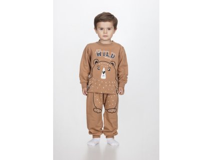 Chlapecké bavlněné pyžamo "STAY WILD"/Zelená, šedá, hnědá