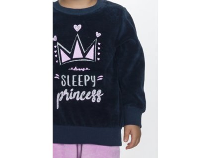 Dívčí velurové pyžamo "SLEEPY PRINCESS"/Růžová, modrá