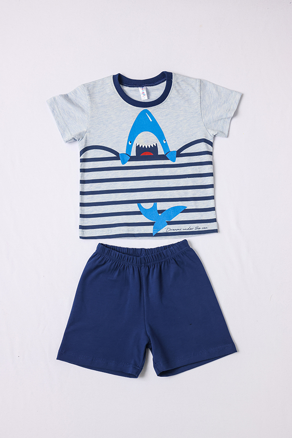 Chlapecké bavlněné pyžamo "SHARK"/modrá Barva: Modrá, Velikost: vel. 1 (78/86 cm)