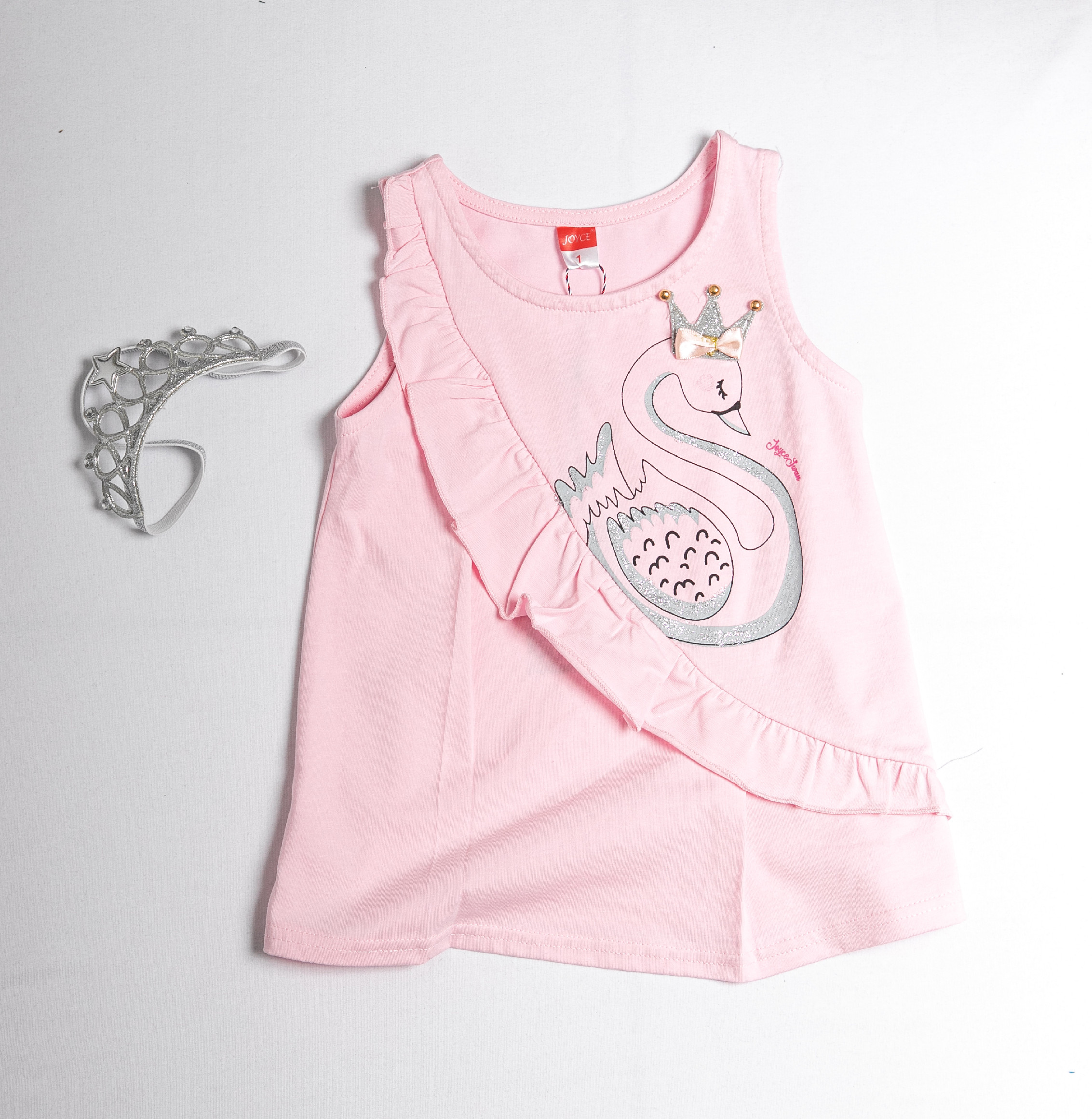Dívčí letní šaty s čelenou "SWAN" /Růžová Barva: Růžová, Velikost: vel. 1 (78/86 cm)